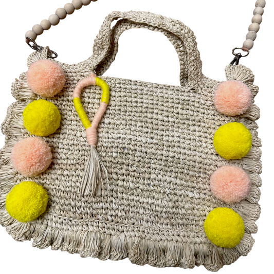 Asik-asik Peach & Yellow Raffia Bag