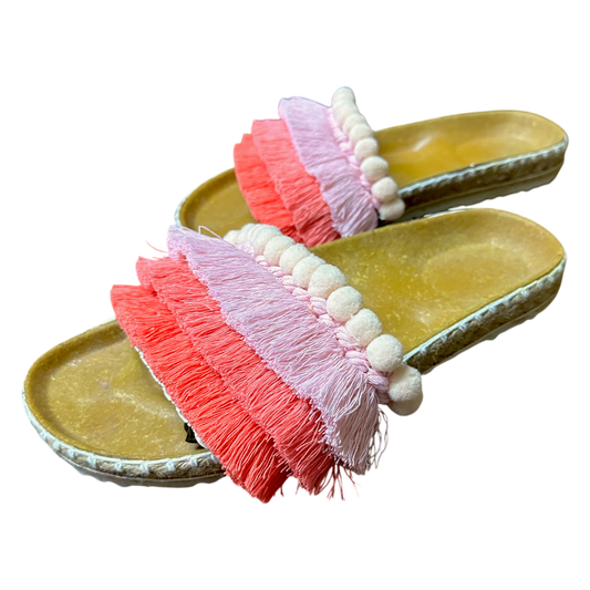 Bali Pink Fringe Slides (Birken Insole)