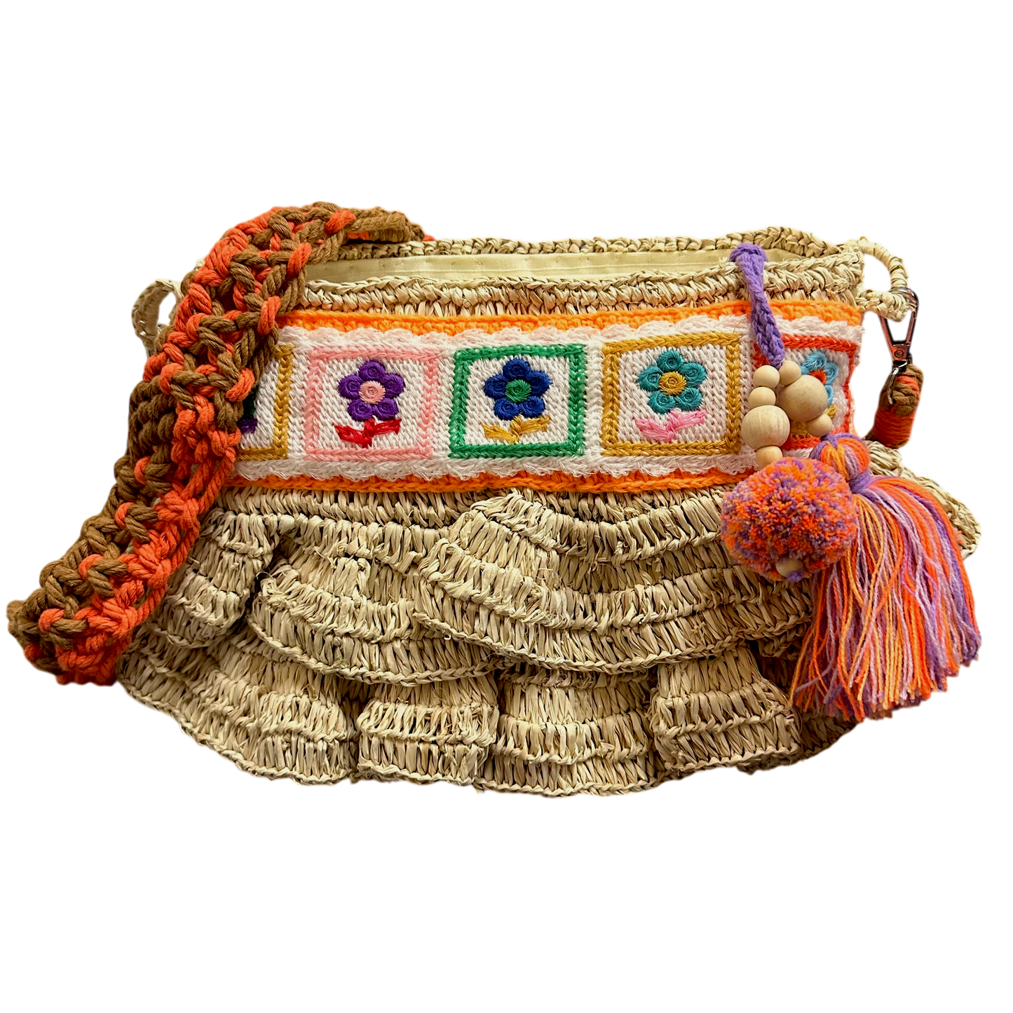 Bega Tangerine Raffia Bag