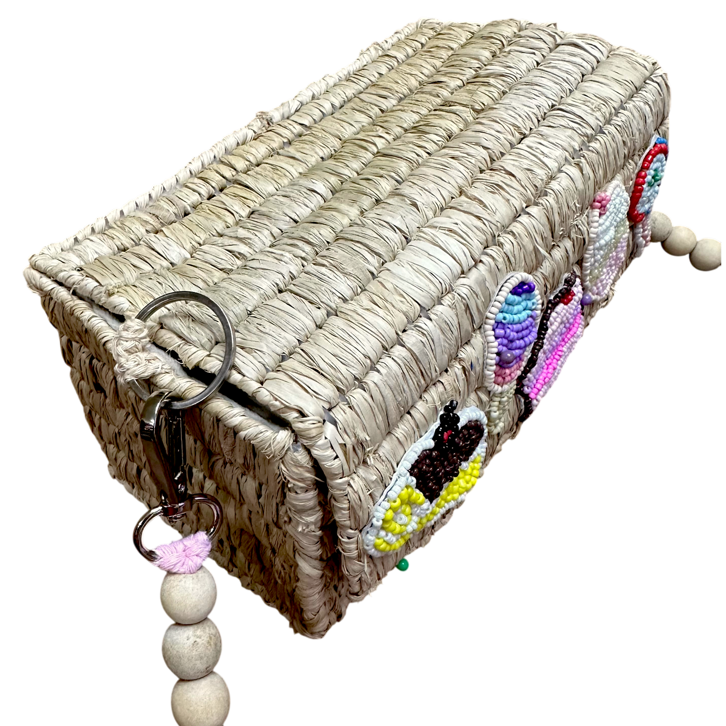 Sweets Raffia Box Bag (Natural Raffia)