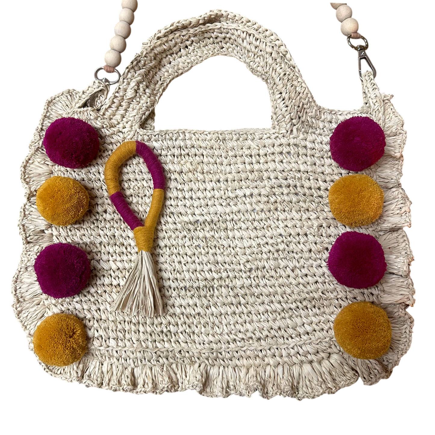 Asik-asik Fuchsia & Caramel brown Raffia Bag