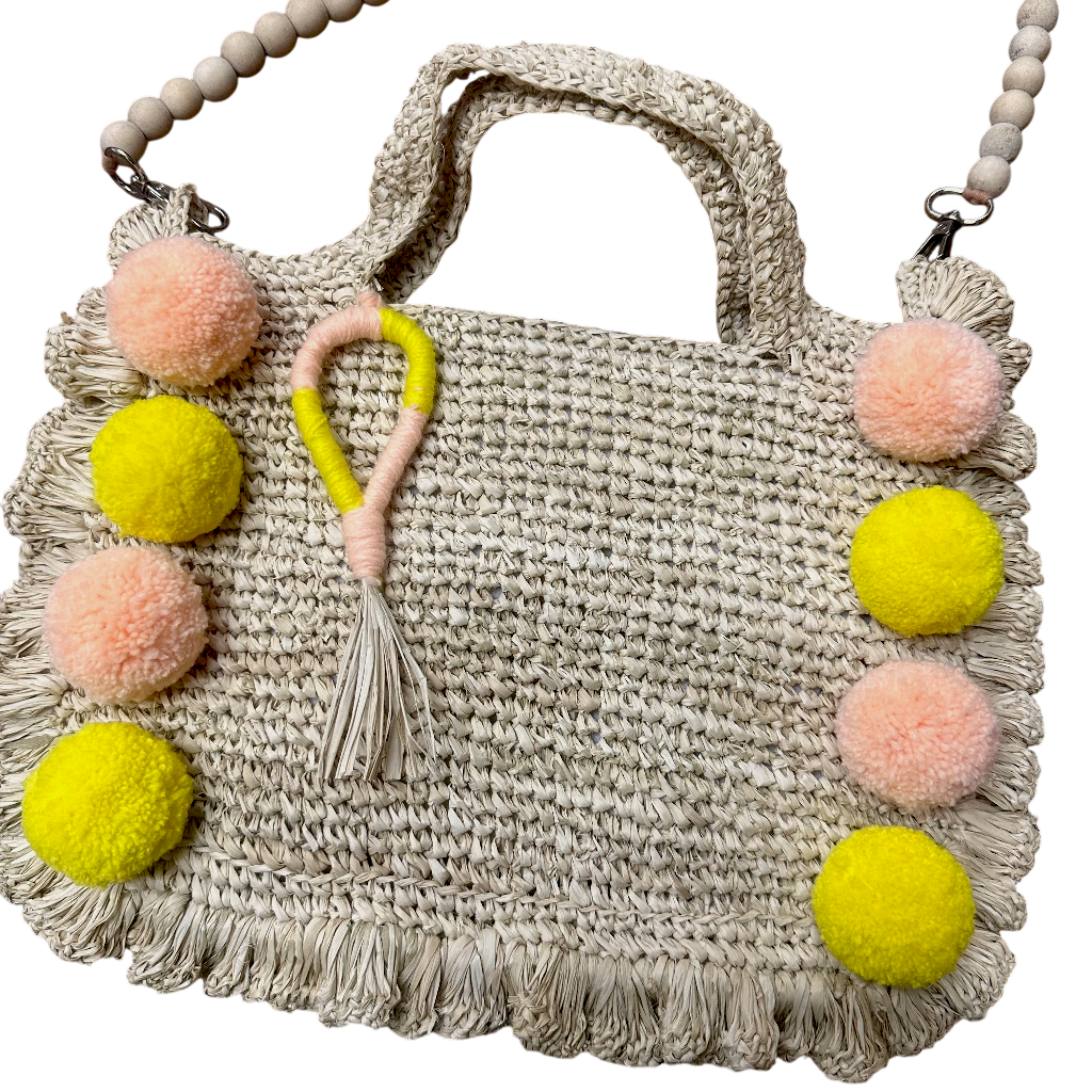 Asik-asik Peach & Yellow Raffia Bag