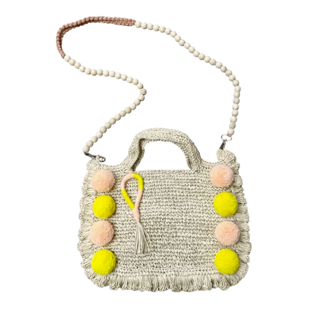 Asik-asik Peach & Yellow Raffia Bag