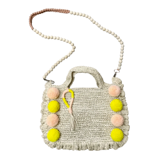 Asik-asik Peach & Yellow Raffia Bag
