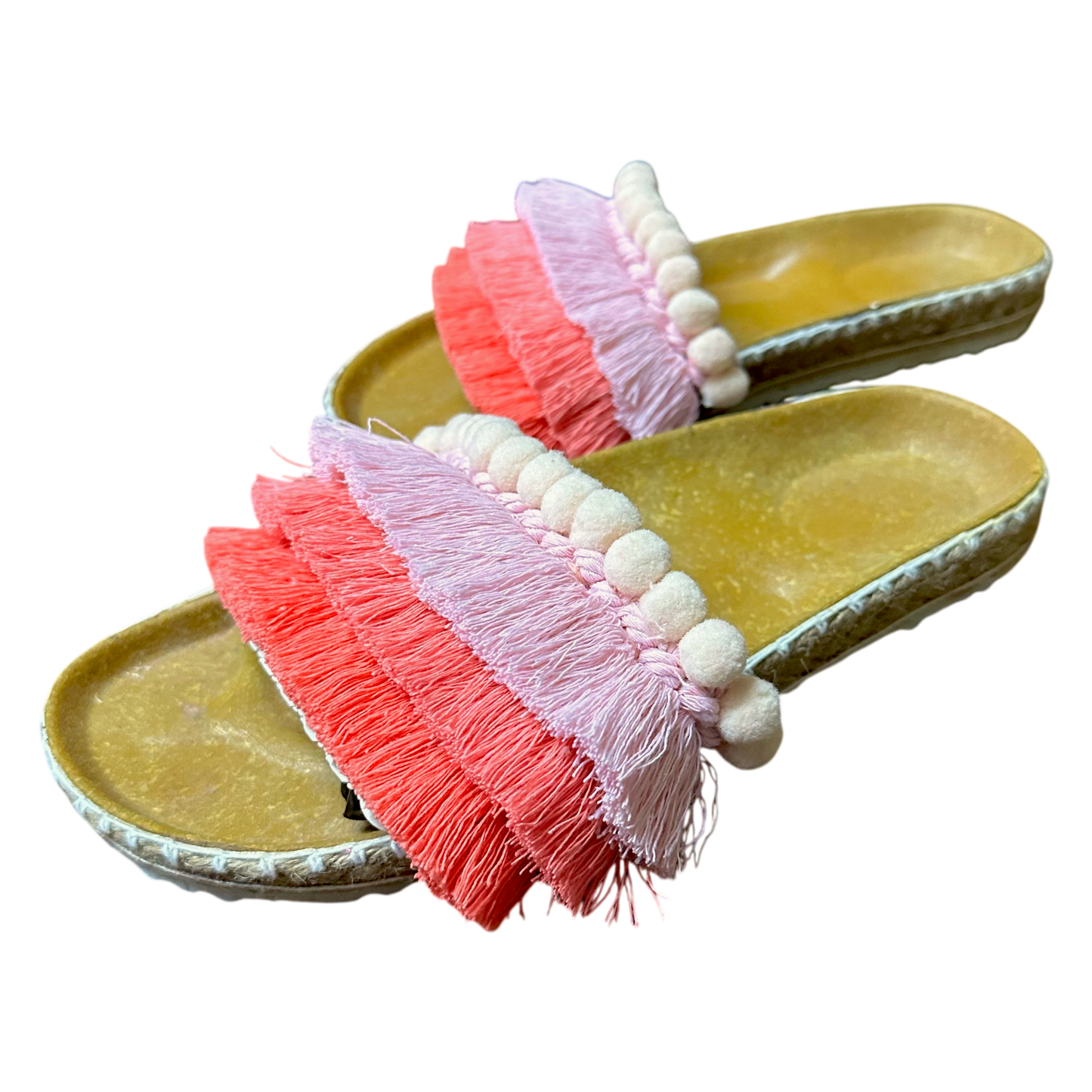 Bali Pink Fringe Slides (Birken Insole)