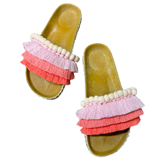 Bali Pink Fringe Slides (Birken Insole)