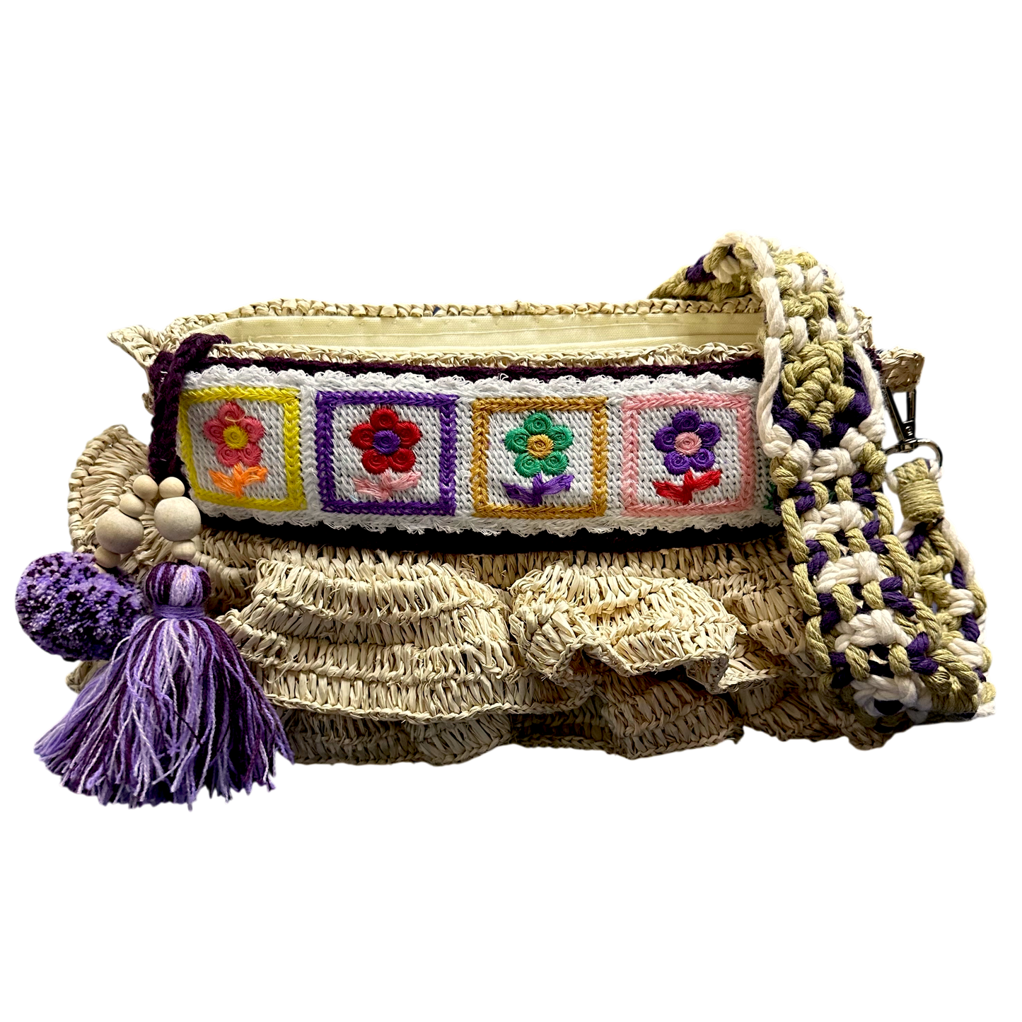 Bega Plum Raffia Bag