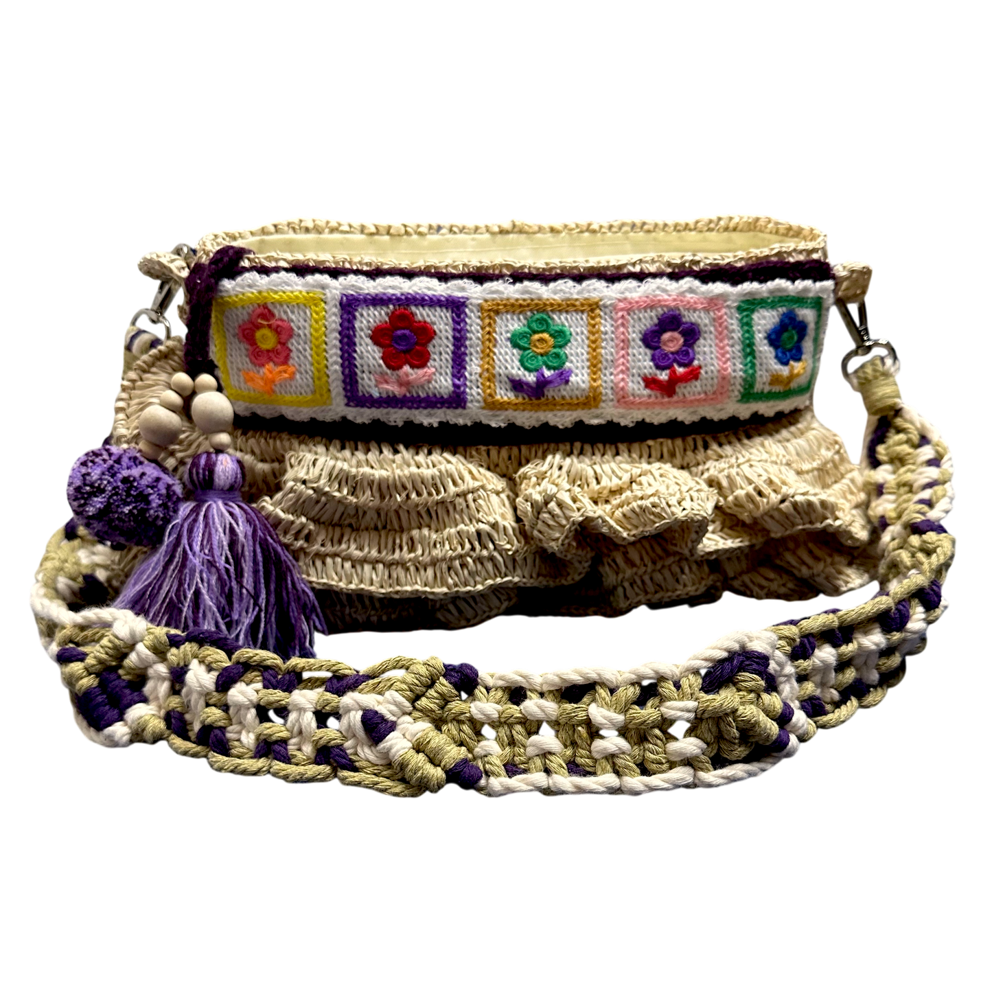 Bega Plum Raffia Bag