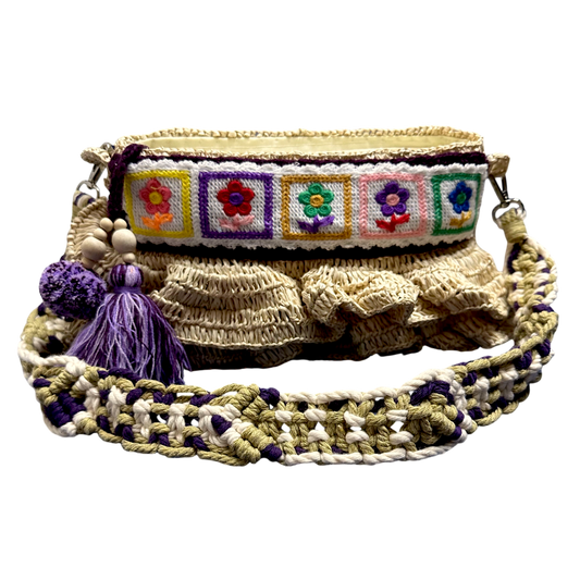 Bega Plum Raffia Bag