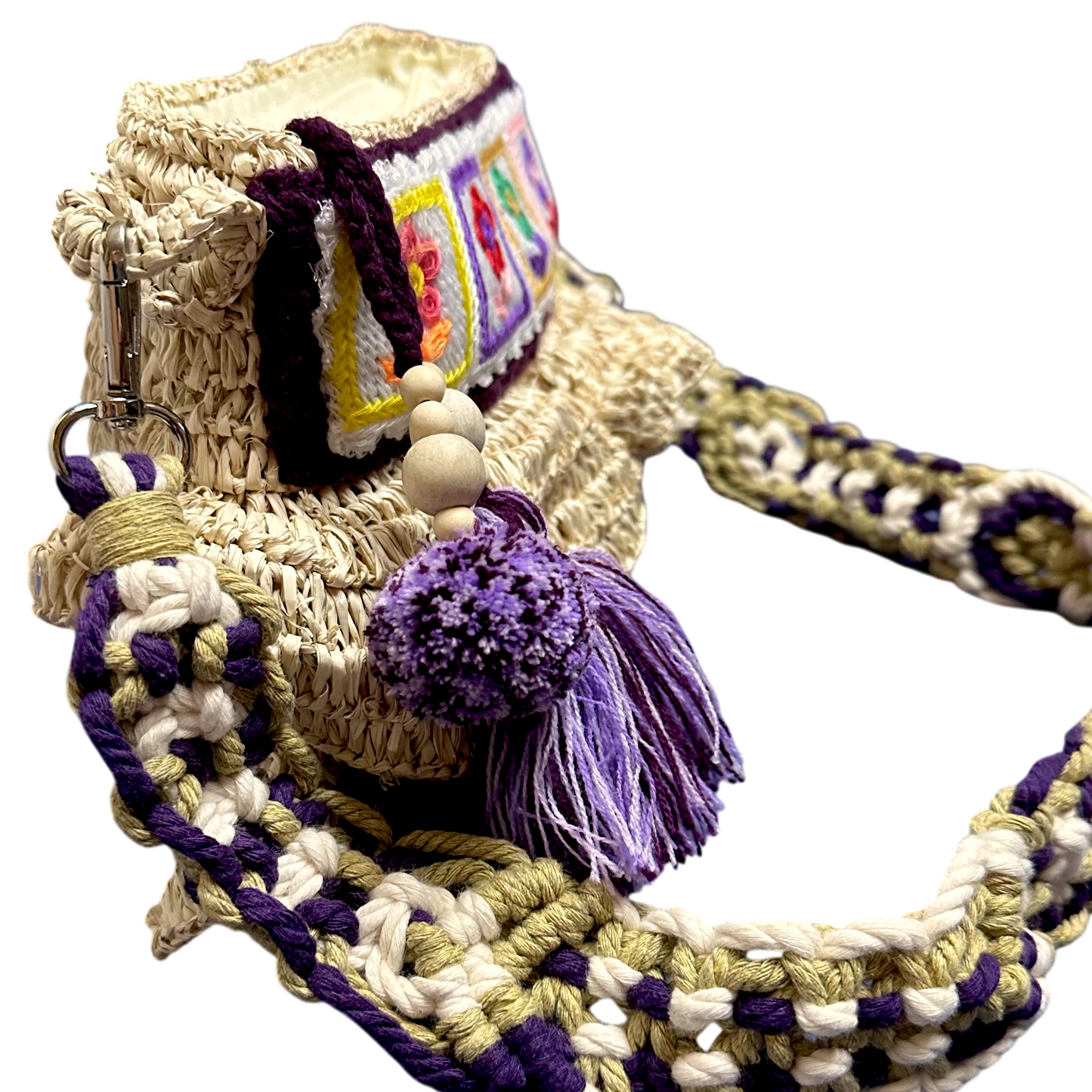 Bega Plum Raffia Bag