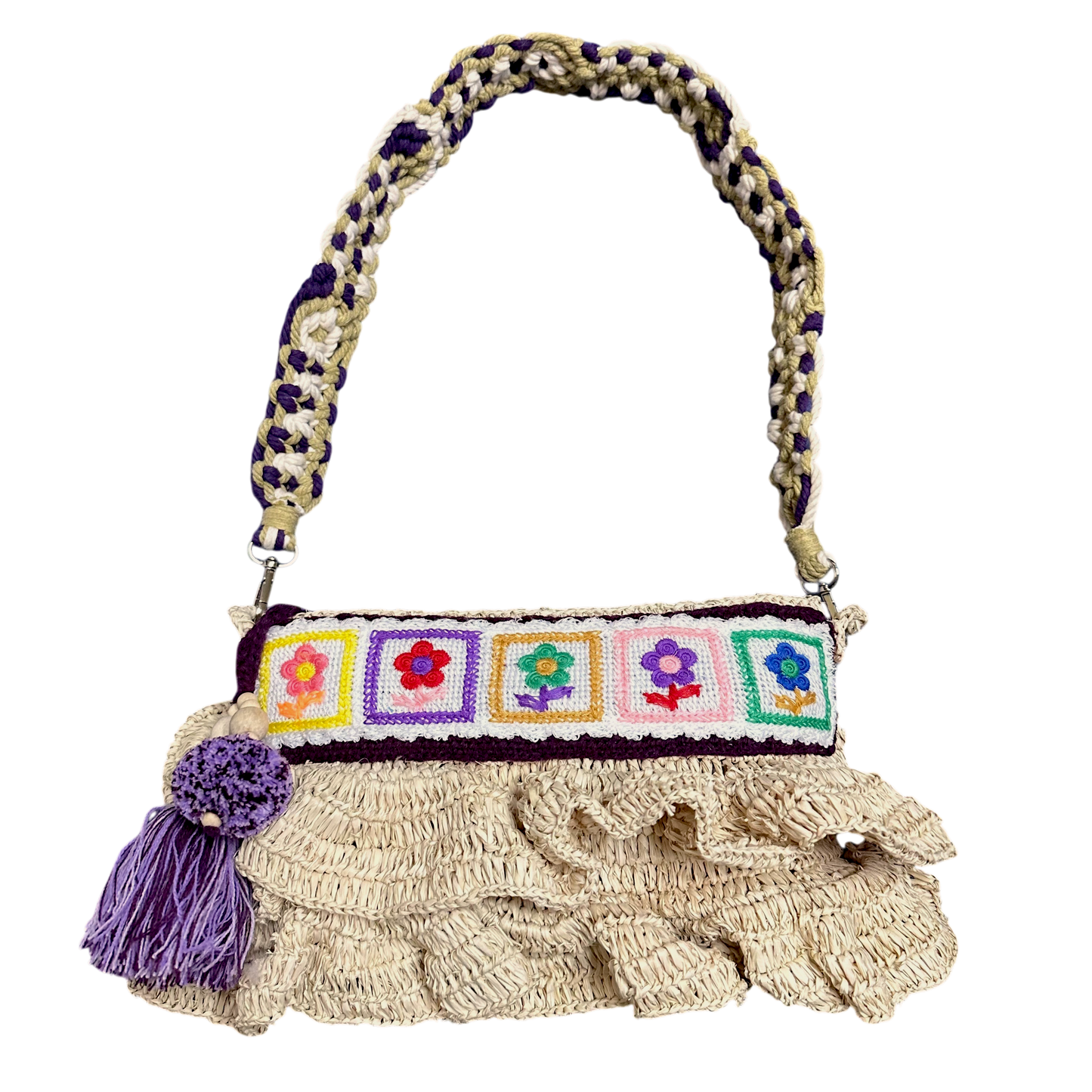 Bega Plum Raffia Bag