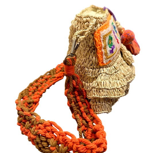 Bega Tangerine Raffia Bag