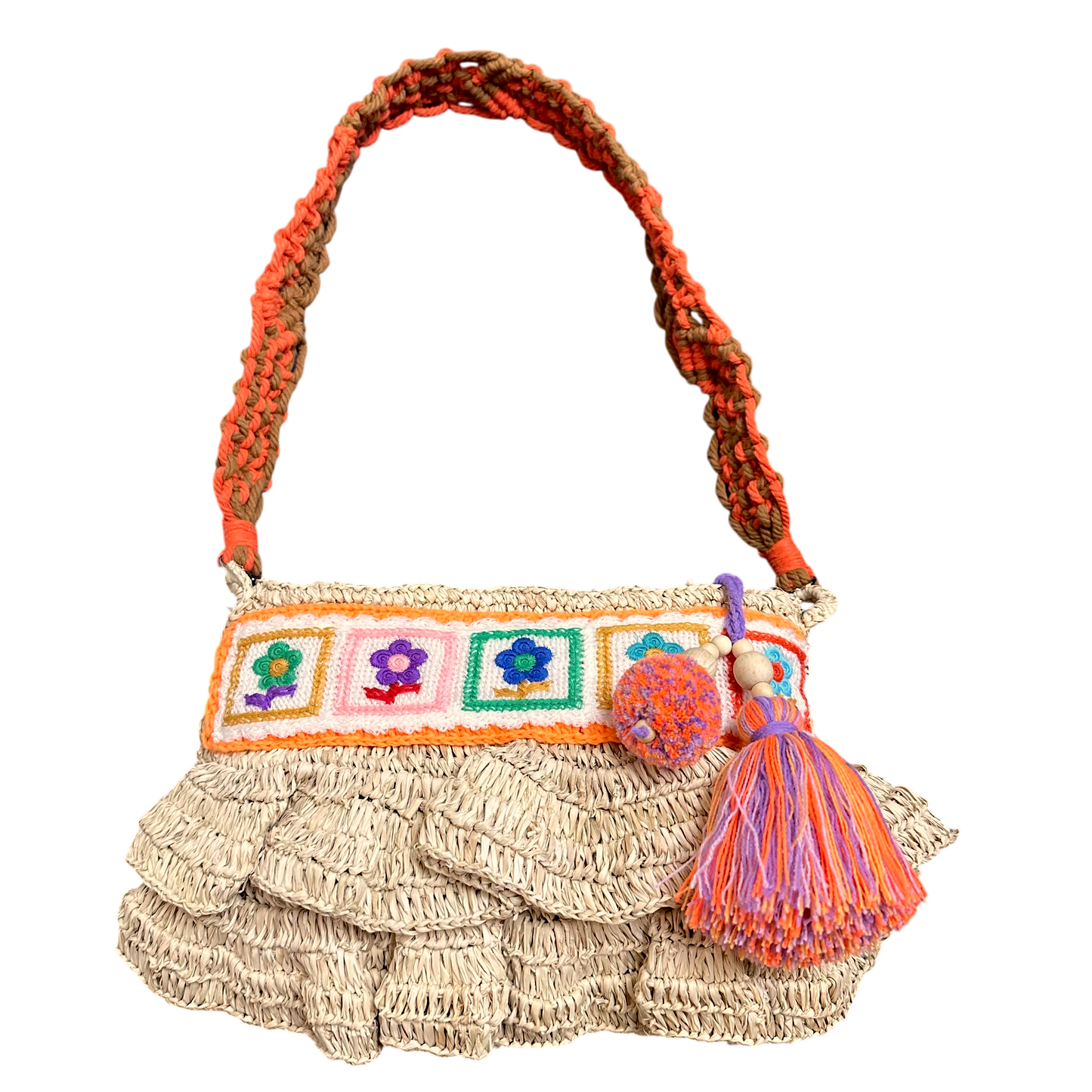 Bega Tangerine Raffia Bag