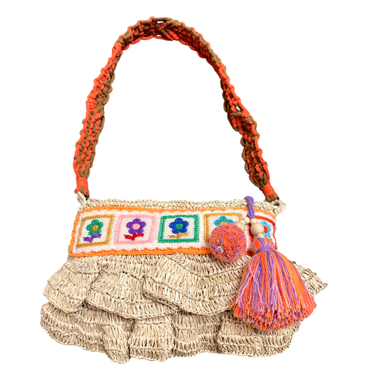 Bega Tangerine Raffia Bag