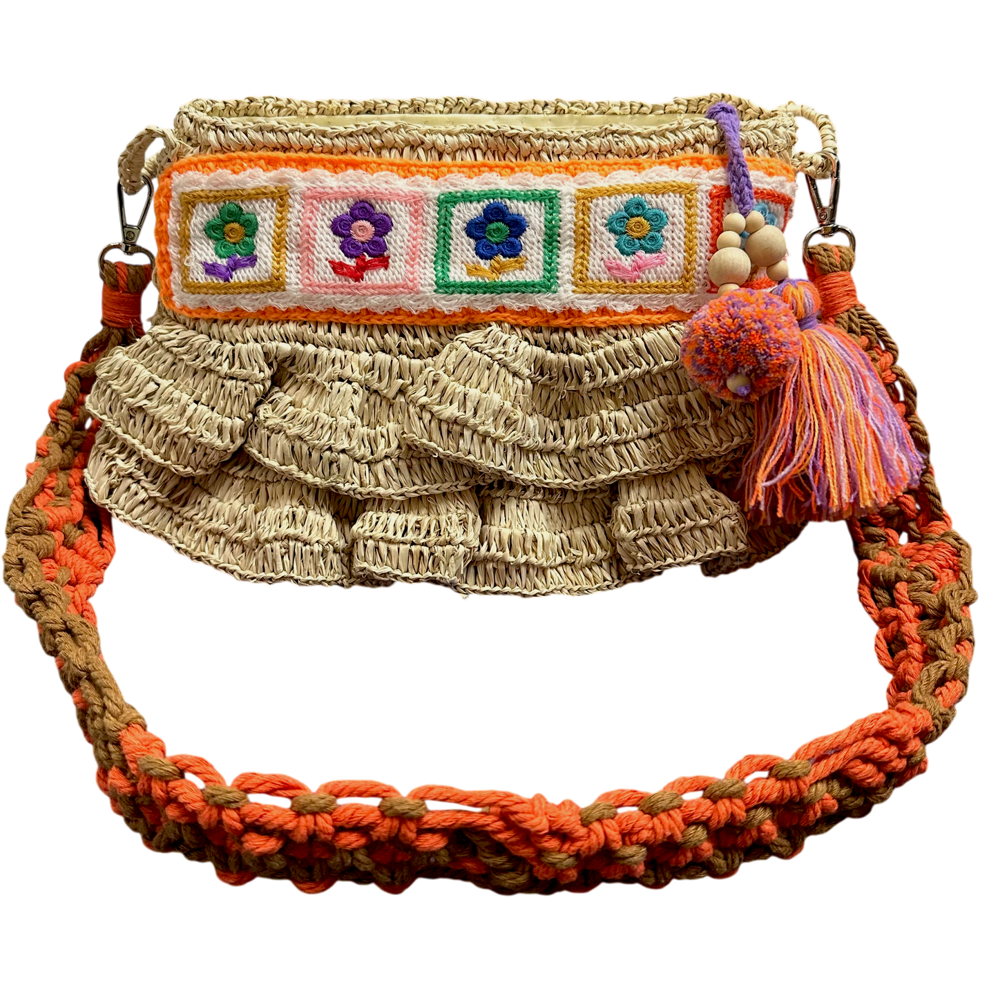 Bega Tangerine Raffia Bag