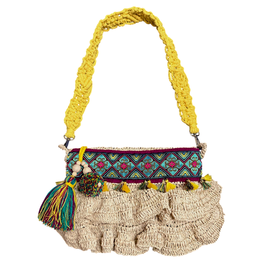Bega Yellow Raffia Bag