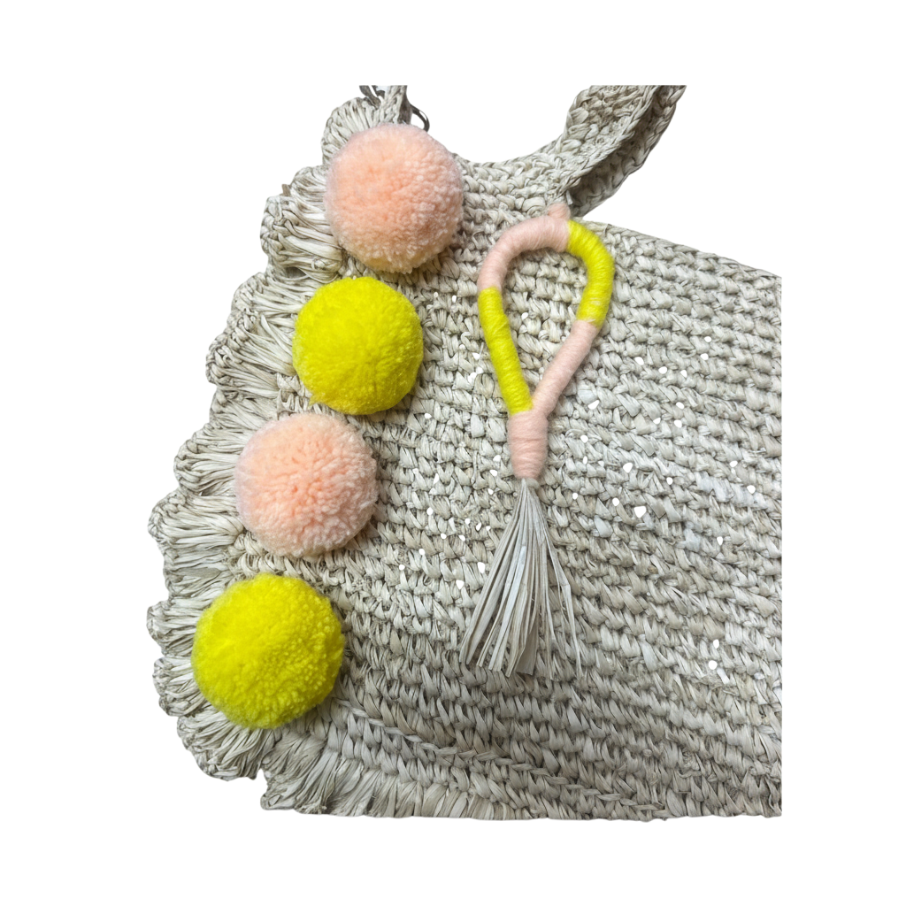 Asik-asik Peach & Yellow Raffia Bag