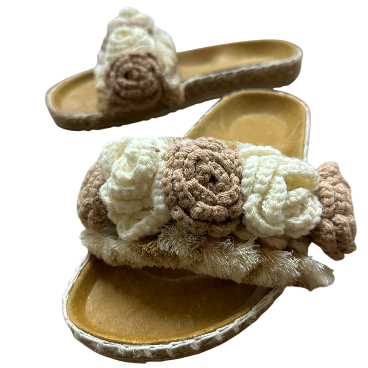 Mt. Arayat Neutral Slides (Birken Style) – Handmade Crochet Flower Sandals