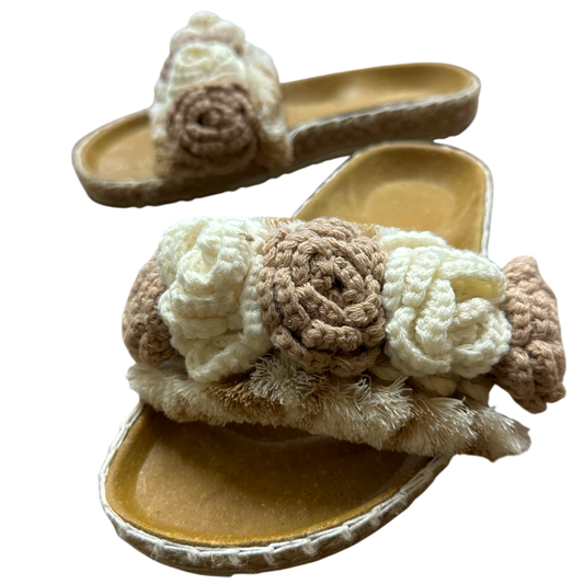 Mt. Arayat Neutral Slides (Birken Style) – Handmade Crochet Flower Sandals