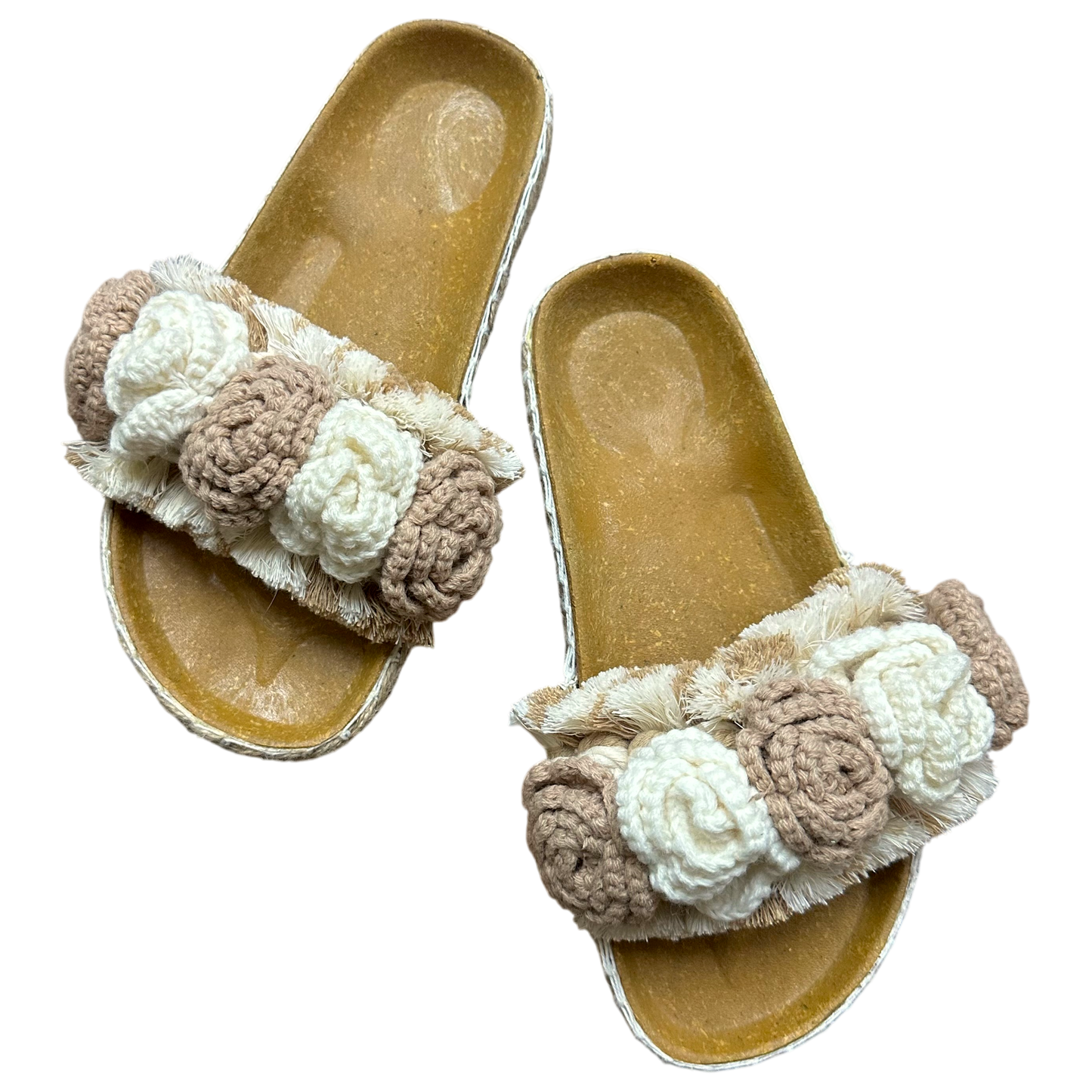 Mt. Arayat Neutral Slides (Birken Style) – Handmade Crochet Flower Sandals