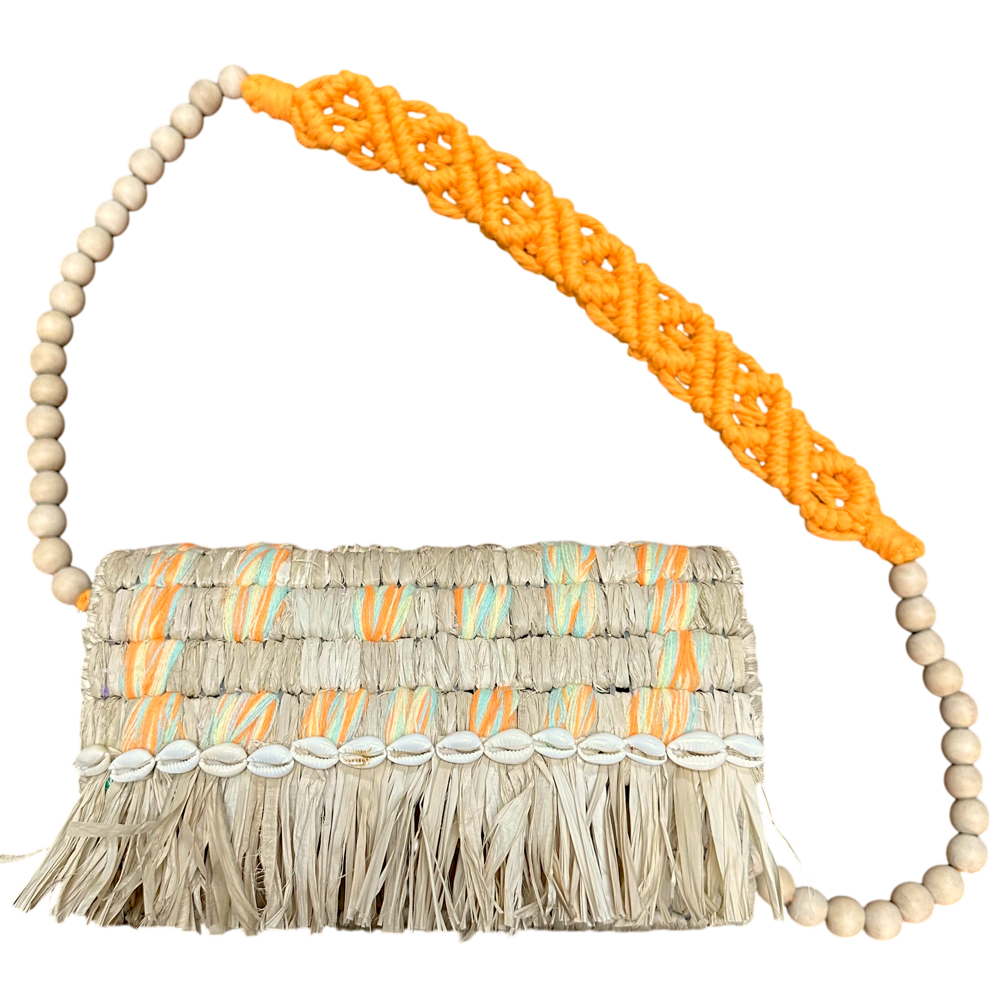 Tarangban  Raffia Sling Box Bag Orange