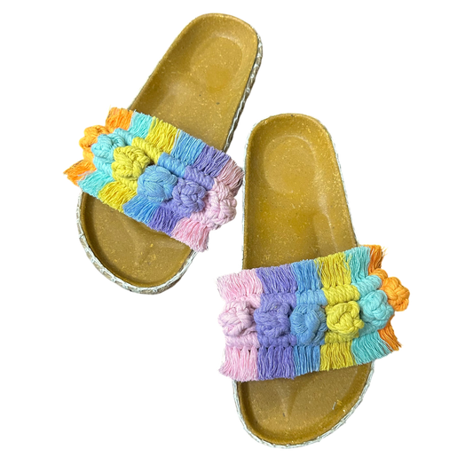 Phuket Birken Style Sandals – Pastel Rainbow Macramé Slides