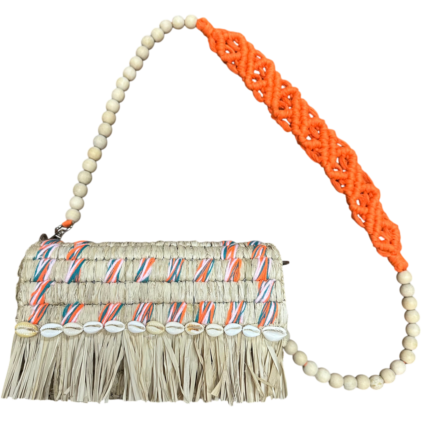 Tarangban  Raffia Sling Box Bag Tangerine