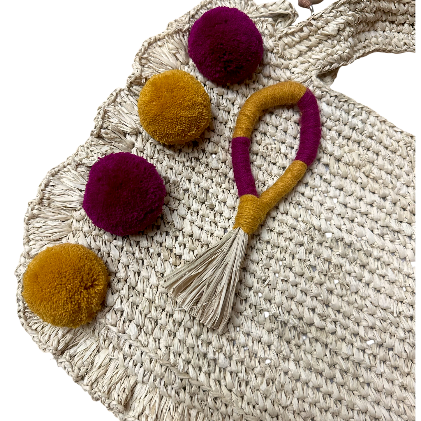 Asik-asik Fuchsia & Caramel brown Raffia Bag