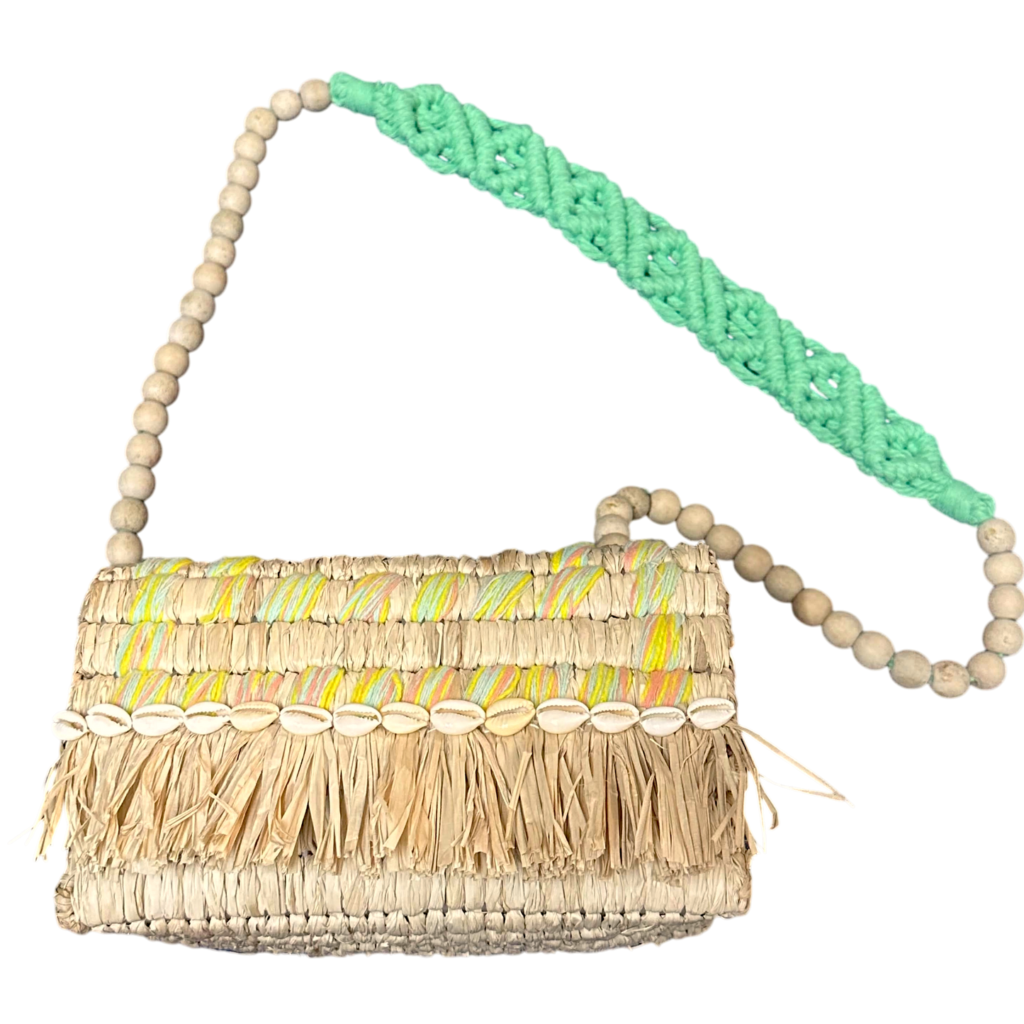 Tarangban  Raffia Sling Box Bag Mint