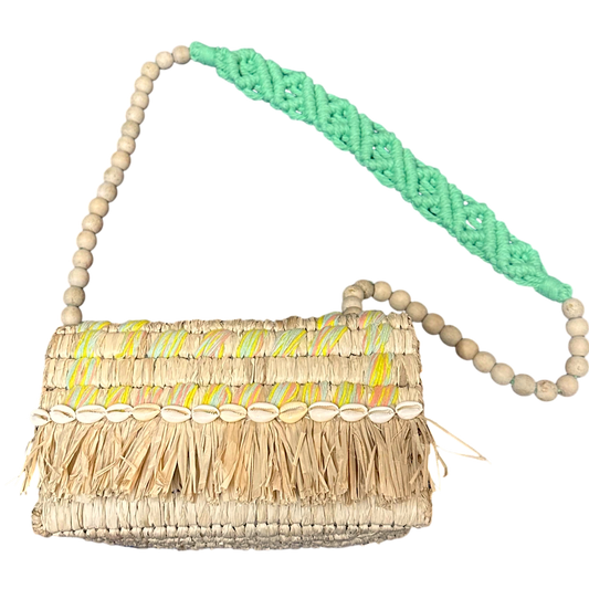 Tarangban  Raffia Sling Box Bag Mint