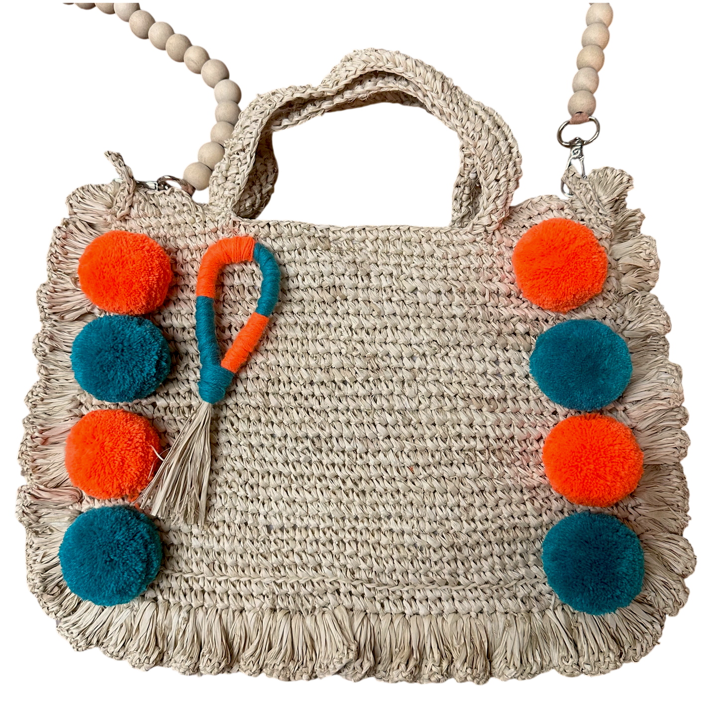 Asik-asik Teal & Tangerine Raffia Bag