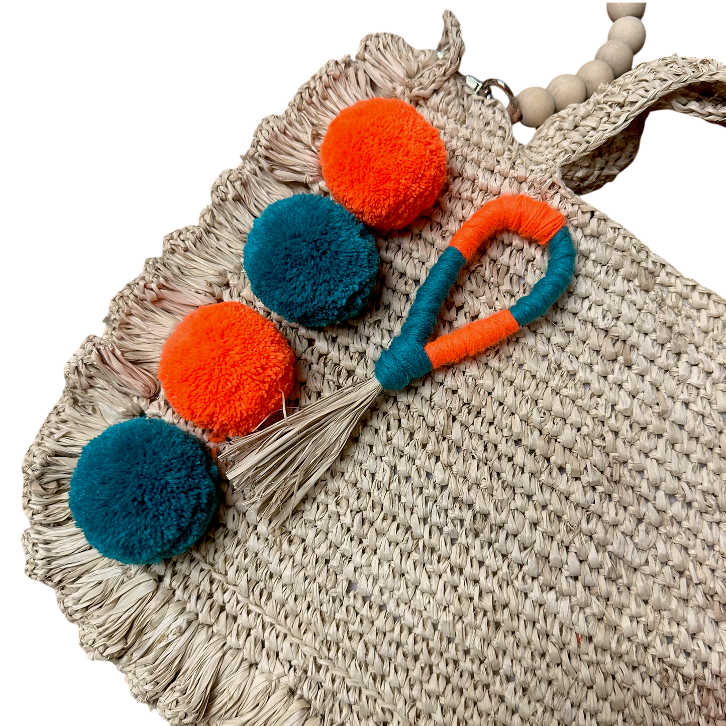 Asik-asik Teal & Tangerine Raffia Bag