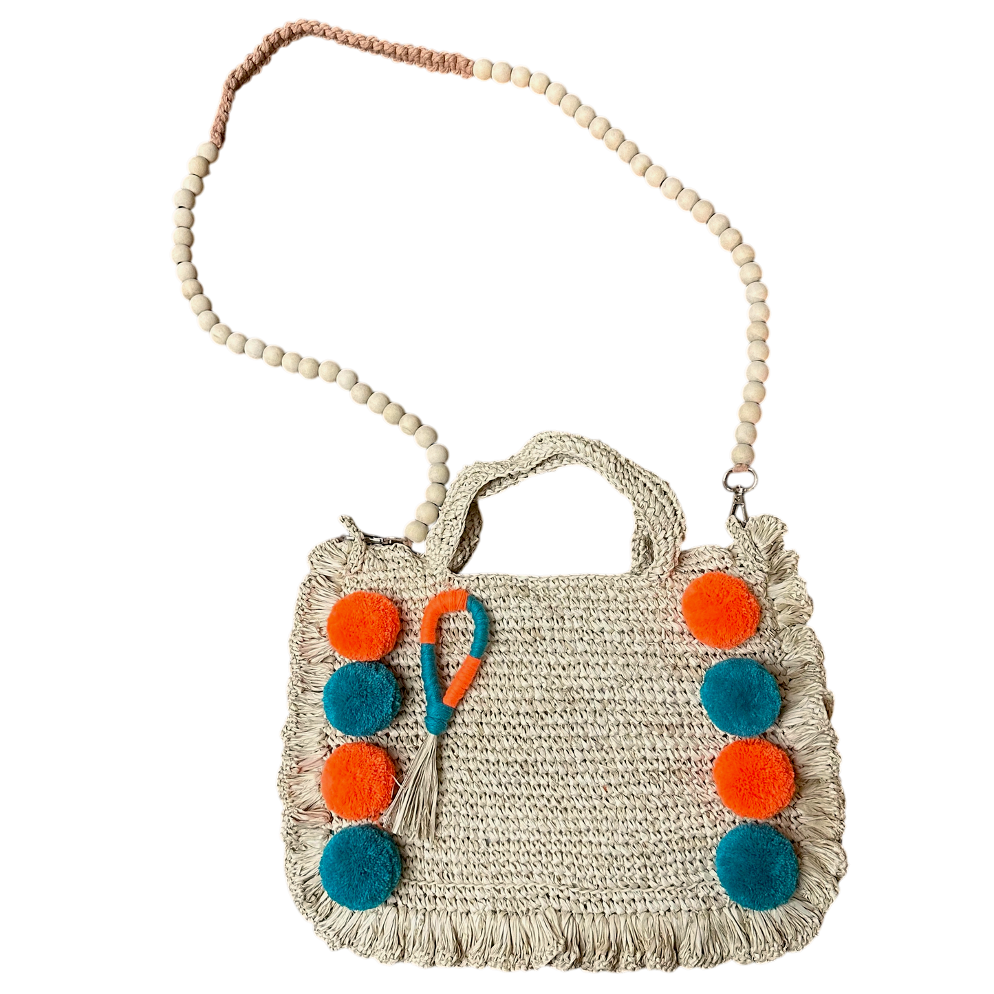 Asik-asik Teal & Tangerine Raffia Bag